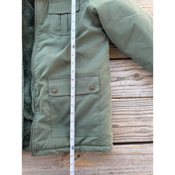 Rare Soho Boys Club Lined Green Parka Jacket Boys size 20 (XL) Hooded full zip j - Picture 5 of 7